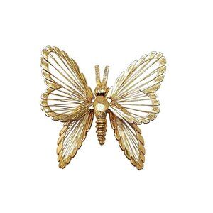 Gold Tone Filigree Butterfly Brooch Pin By Monet